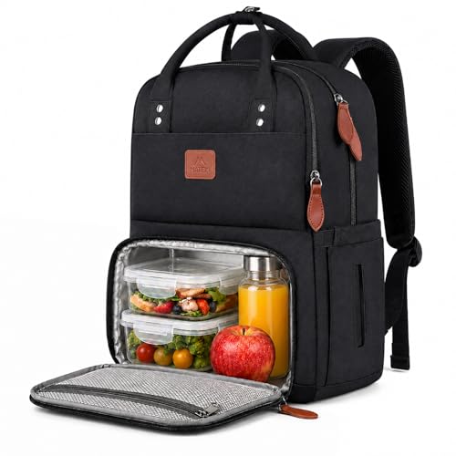 MATEIN Work Backpack for Women, Insulated Cooler Backpacks with Lunch Box, 15.6 Inch Laptop Backpack with Lunch Compartment Reusable Water Resistant Food Bag for College Camping Picnics Womens Gifts