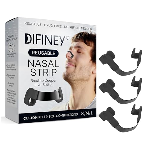 Difiney Reusable Nasal Strips for Breathing: Snoring Support, Max Strength Internal Nasal Opener, No