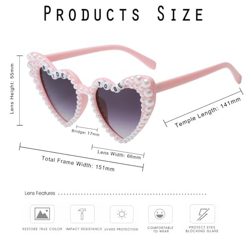 Long Keeper Pearl Heart Shaped Sunglasses for Women Bride To Be Heart Glasses Bachelorette Party Bridesmaid Bride Sunglasses3