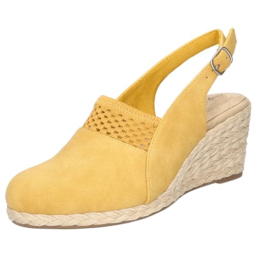 Easy Street Women Aloha Wedges Heeled Sandals, Yellow, 10 Wide