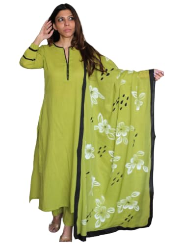 Image of ANNI Designer Women's Cotton Blend Solid Straight Kurta with Pant and Dupatta | Kurta Set for Women Suit Set for Women | Indian Ethnic Wear Designer Collection