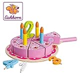 Acht Kuchenstücke Eichhorn 100003729 - Geburtstagskuchen mit Steckzahlen, Set enthält 1xKuchenheber, 4xZahlen, 8xKuchenstücke, 4xKerzen, 18 tlg, Kiefernholz