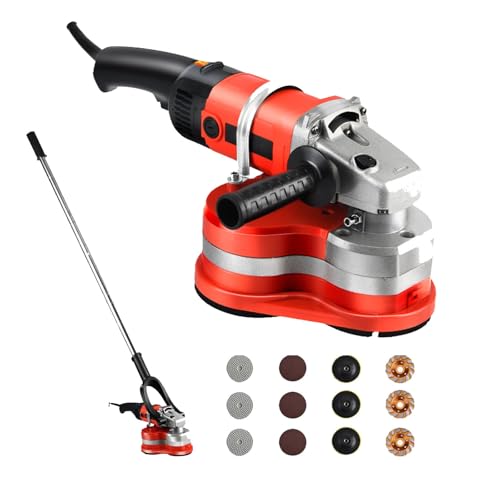 SIEEOUR Meuleuse À Béton 3800W, Polisseuse Diamant Électrique À Main Avec 4 Disques Créatifs Et 3 Meules Diamant Pour Le Polissage Du Béton, Pierre, Marbre, Granit Et L'Élimination De Mortier Collé