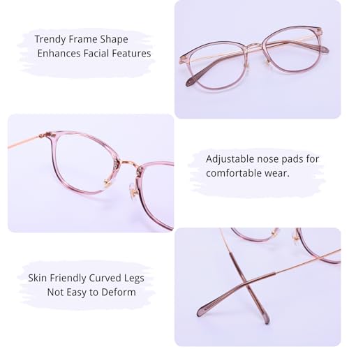 Image of Firmoo Blue Light Glasses, Vintage Overall Round Readers Lightweight Computer Eyewear Frame for Women Men