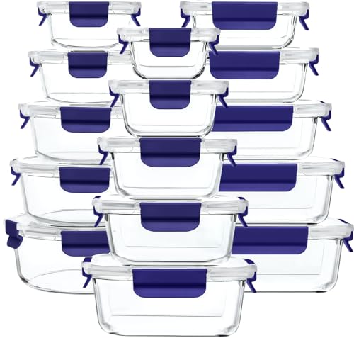 Glasbehälter mit deckel Glasschüssel mit deckel Glasdosen mit deckel set kühlschrank organizer glass containers with lids obst gemüse… – Ansicht 1