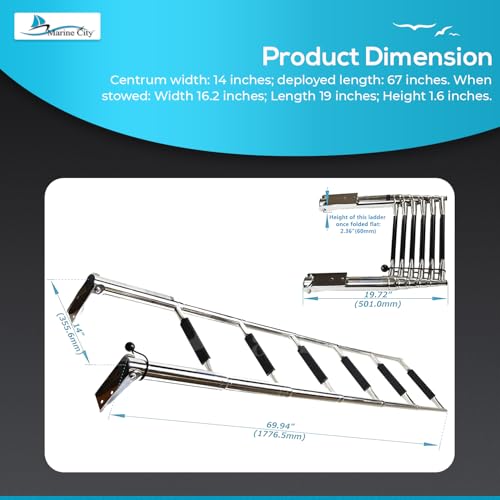 MARINE CITY 6-Step Telescoping Swim Ladder, Durable Stainless Steel, Anti-Slip, Space-Saving Design, Supports Up to 400 lbs, Ideal for Boats, Ships, Marines, Pontoons by MARINE CITY - Image 5