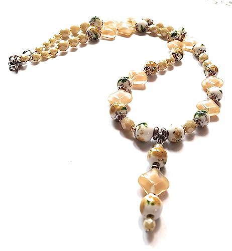 Collier de perles en céramique et verre de bohème acier
