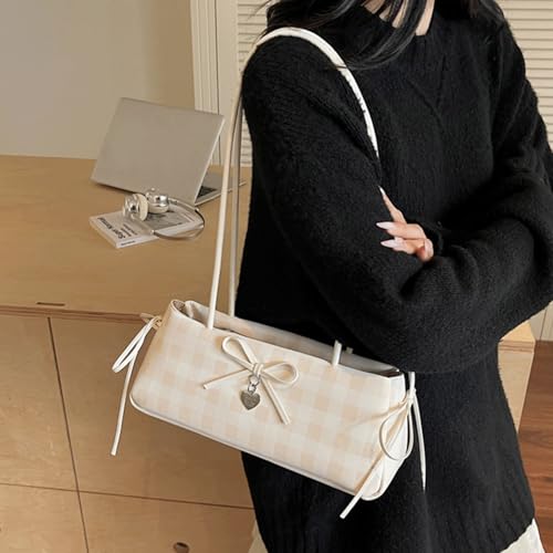 Bow Purse Plaid Bow Purse Gingham Large Shoulder Bag with Zipper Trendy Gifts for Women Daily Use2