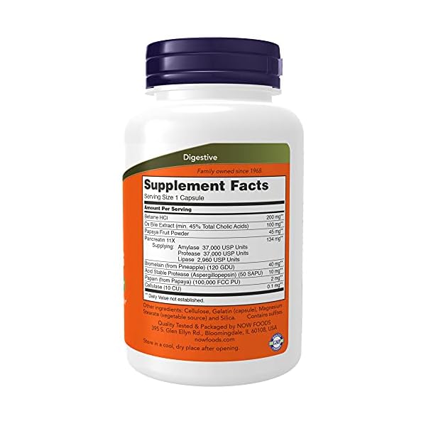 NOW Supplements, Super Enzymes, Formulated with Bromelain, Ox Bile, Pancreatin and Papain,180 Capsules