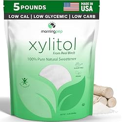 Morning Pep Pure Birch Xylitol (Keto Diet Friendly) Sweetener with no Aftertaste 5 LBs (Not from Corn) Non GMO Kosher Gluten Free Product of USA. 80 Onces