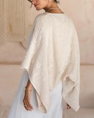 Women's Cotton Linen Shrug Kimono Sleeve Open Front Casual Loose Cover Ups Lightweight Cardigan3