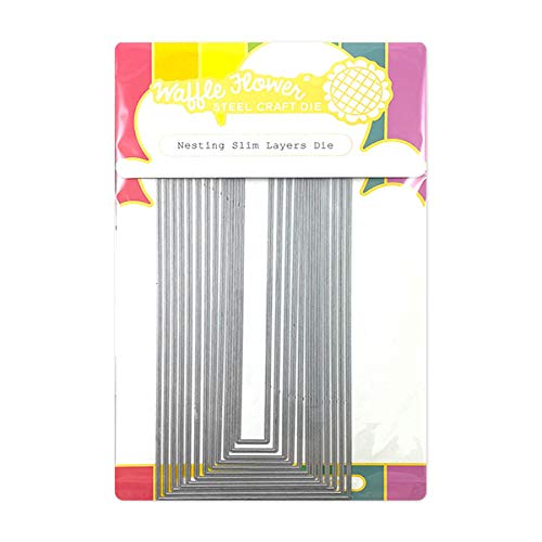 Waffle Flower Nesting Slim Layers Die - 13 Nesting Dies; 3-1/4" x 8-1/4"; 3" x 8"; 2-3/4" x 7-3/4"; 2-1/2" x 7-1/2"; 2-1/4" x 7-1/4"; 2" x 7"; 1-3/4" x 6-3/4"; 1-1/2" x 6-1/2"; 1-1/4" x 6-1/4"