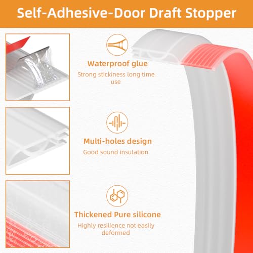 Silicone Door Draft Stopper, Adjustable Weather Stripping Door Seal,Door Sweep Strip Under Door Draft Blocker, Soundproof Door Bottom Seal Strip for Interior & Exterior Doors (Transparent, 2"W x 79"L) by Ormein - Used condition - Image 2