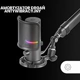 Mars Gaming MMIC-XT, profesjonalny mikrofon studyjny wysokiej rozdzielczości 192Khz 24-bit, ramię wielokierunkowe, mocowanie antywstrząsowe, filtr pop z siatki metalowej, czarny