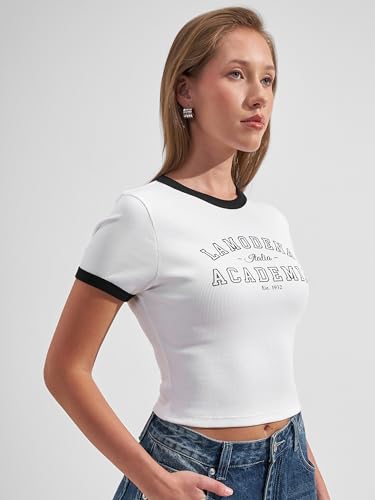 Image of Tokyo Talkies Women Pure Cotton Tops for Woman|Regular Fit Slim fit Crop Tops for Women Western|Top Tshirt for Women Stylish Western|Suitable for Casual and Workwear