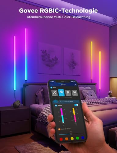 Govee Glide Wall Light LED Wandleuchten RGBIC, 11 Musikmodi und 64 Szenenmodi, Funktioniert mit Alexa und Google Assistant, Smart Lively Lichtleisten für Gaming und Streaming, 6 Stück – Bild 6