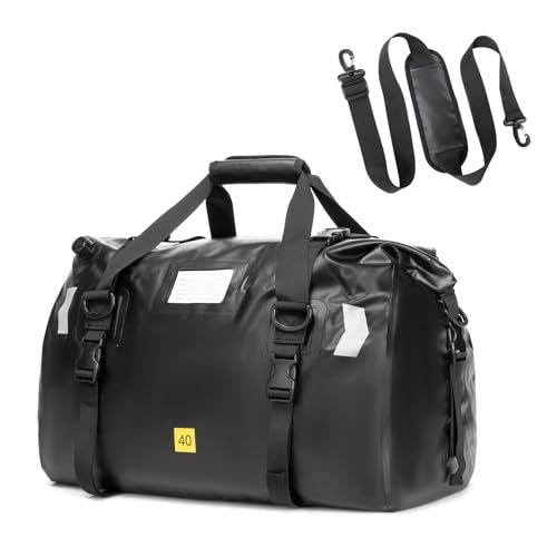 Bolsa seca impermeable 40L - Bolsa de lona resistente para motocicleta, kayak, navegación y camping - Bolsa estanca con válvula de aire y bandas reflectantes para hombres y mujeres miniatura 1