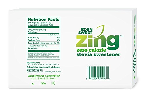 Born Sweet Zing Zero Calorie Stevia Sweetener Packets, 1000 Count (Pack of 1)