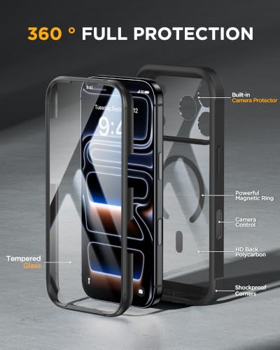 Image of Miracase Magnetic for 18 Pro Case, Military Drop Protection, Black