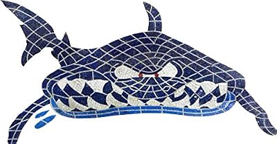 Mozaico Shark Marble Mosaic Pool Bathroom | Mosaic Designs | Mosaic Artwork | Mosaic Wall Art Floor Inlay Handmade Mosaics | 39" x 20"