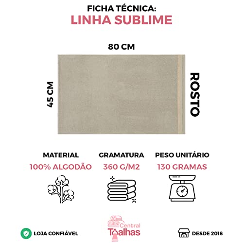 Kit Com 4 Toalhas de Rosto Sublime - 45x80cm - Central Toalhas (KIT 1)