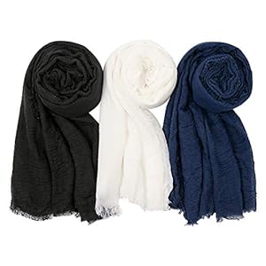 EVQ Soft Cotton Hemp Scarf Wrap Long Hijab Scarves for Women