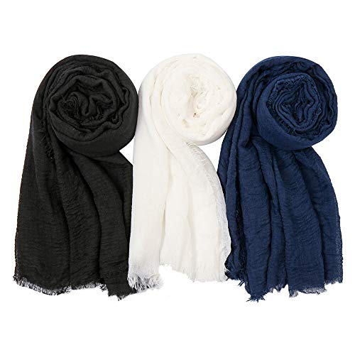 EVQ Soft Cotton Hemp Scarf Wrap Long Hijab Scarves for Women