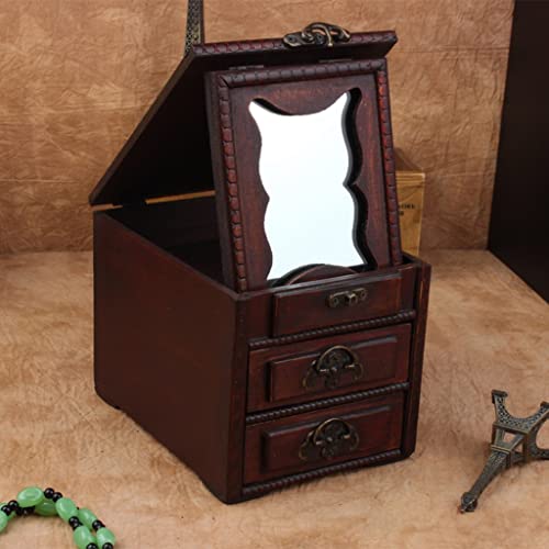 Coffret bois antique miroir intégré pour sécuriser vos bijoux - 6