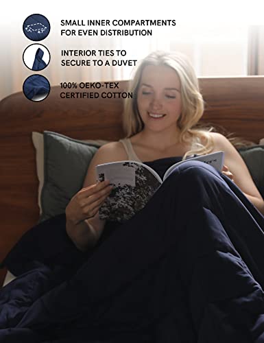 YnM Weighted Blanket,Heavy 100 Percent Oeko-Tex Certified Cotton Material, Bed Blanket for One Person of 190lbs, Ideal for Queen/King Bed (60x80 Inches, 20 Pounds, Navy)