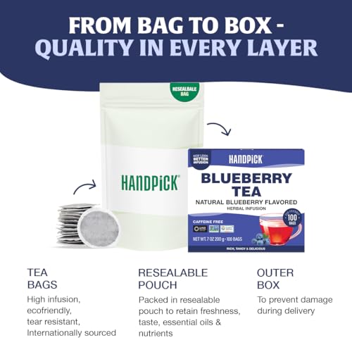 Image of HANDPICK Blueberry Fruit Tea(100 Teabags)Fruity, Floral & Refreshing Flavor