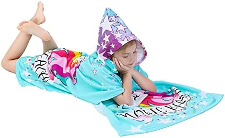 Athaelay Unicorn Poncho Towel for Girls Ultra Soft Swimsuit Cover-ups for Ages 3 to 10 Years Big Kids Bath Beach and Pool — view 2