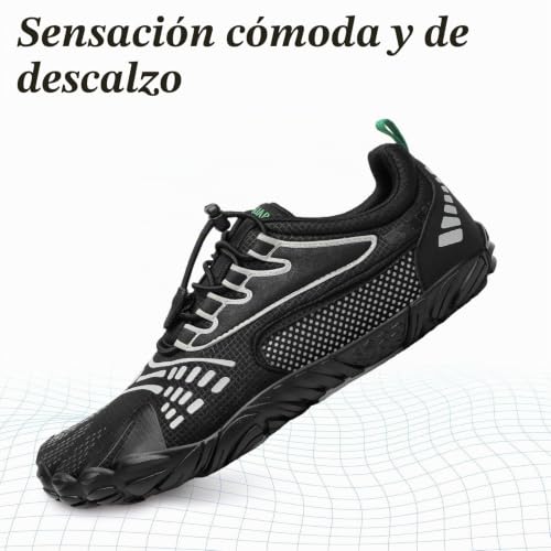 Miniatura 3 de Saguaro Hombre Mujer Barefoot Zapatillas De Trail Running Minimalistas Zapatillas De Deporte Fitness Zapatos Descalzos Para Correr En Montaña Escarpines De Agua, Negro Tinta, 42 Eu