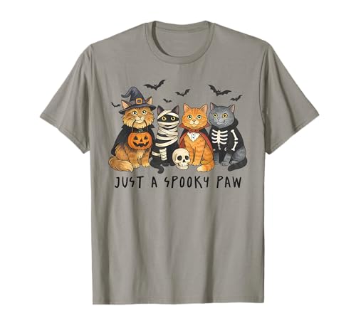 Just a Spooky Paw Cat Funny Cats Halloween Spooky Animal Pun T-Shirt