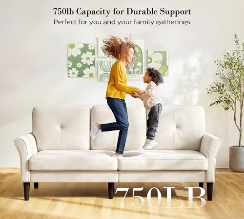 Image of Loveseat Sofa, 83 inch Love Seat Couches, Comfy Velvet Small Couch for Bedroom, Tool-Free Setup Small Couches for Living Room, Modern Sofas for Living Room, 750lbs Load Sofas & Couches, White Couch