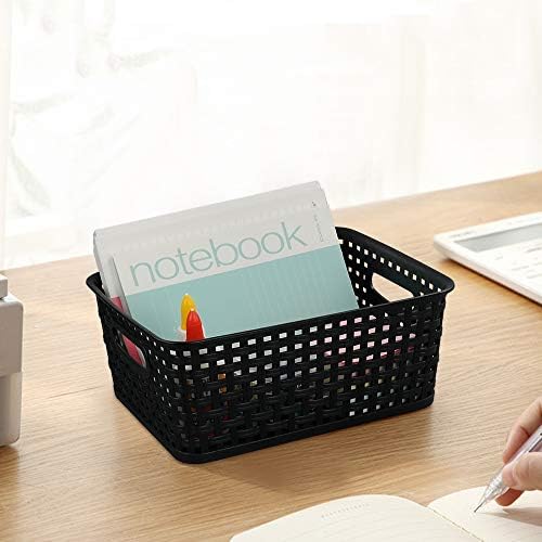 Yarebest 6-pack Weave Baskets, Plastic Small Basket, Black