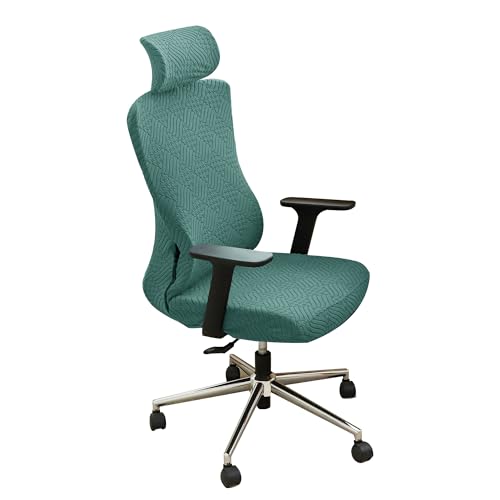 EVOLLER Ergonomic Office Chair Cover with Headrest Covers Green Jacquard