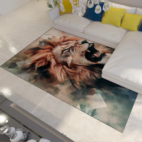 Tapis grand salon motif lion pour appartement moderne - 2