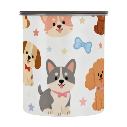 Contenedor para café acero inoxidable con diseño perro marrón