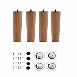 INMOZATA Möbelfüße Holz 4 Stück 15cm Tischbeine Konisch Möbelbeine aus Buche mit Montageplatten Schrauben und Fußpolster für Schrank Sofa Couchtisch Natürliche Farbe