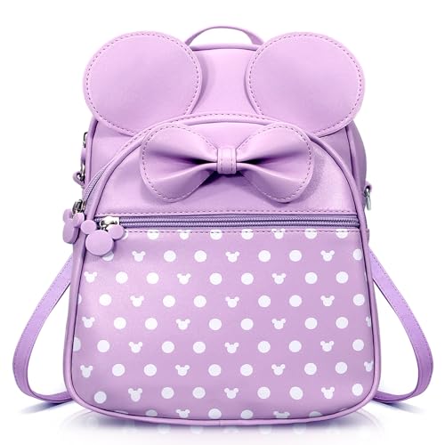 Mochila Minnie Mouse para meninas Disney bolsa fofa bolsa infantil Mickey Mini mochilas, Puple, Small