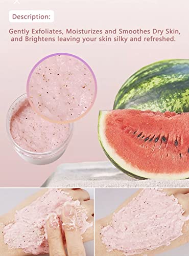 Jacquie's Natural Products Watermelon Himalayan Salt Body Scrub 7.5 Oz| Exfoliating Body Polish| Dry Skin Exfoliator| Cellulite Massaging Scrub #TOP3