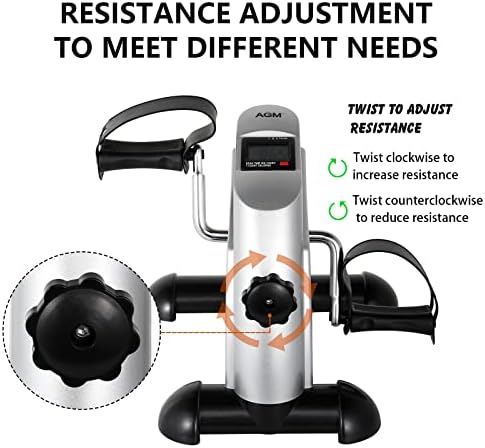 AGM Mini Bike, Mini Exercise Bike Leg Machine Digital Under Desk Bike Foot Cycle Arm & Leg Pedal Machine with LCD Screen Display, Non-Slip Mat Included