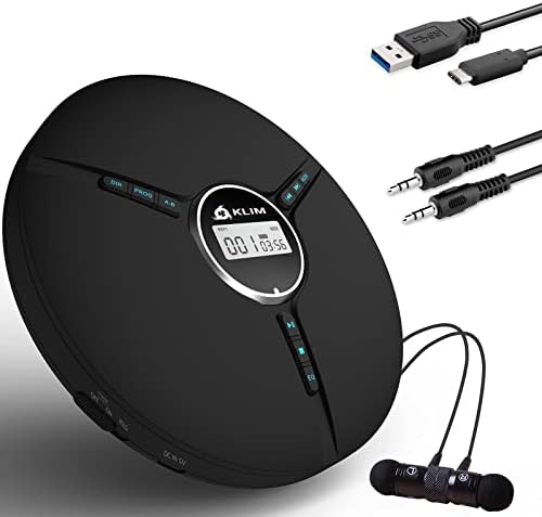 KLIM Discman Portable CD Player with a Built-in Battery - NEW 2023 - Ideal Car CD Player with Earphones - Compatible CD-R CD-RW MP3. Compact Mini CD Players Personal CD Walkman - White