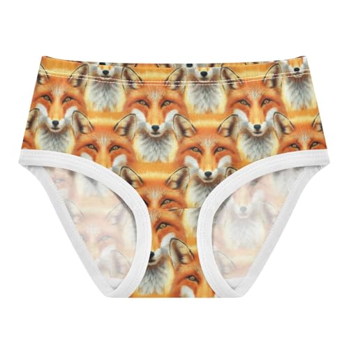 Toddler Underwear Floral 2t Cotton Panties for Girl Artistic Briefs Girls Undies Cute Fox Orange Animal