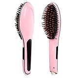 Maysky Hair Straightener Brush Instant Magic Silky Straight Hair Styling Anion Hair Care Anti Scald Zero Damage(pink)