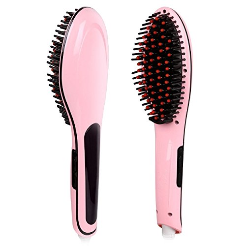 Maysky Hair Straightener Brush Instant Magic Silky Straight Hair Styling Anion Hair Care Anti Scald Zero Damage(pink)