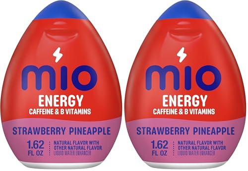 MiO Energy Strawberry Pineapple Smash Liquid Water Enhancer, W/Caffeine & B Vitamins, 1.62 Fl Oz Bottle, As seen on TikTok (Pack of 2)