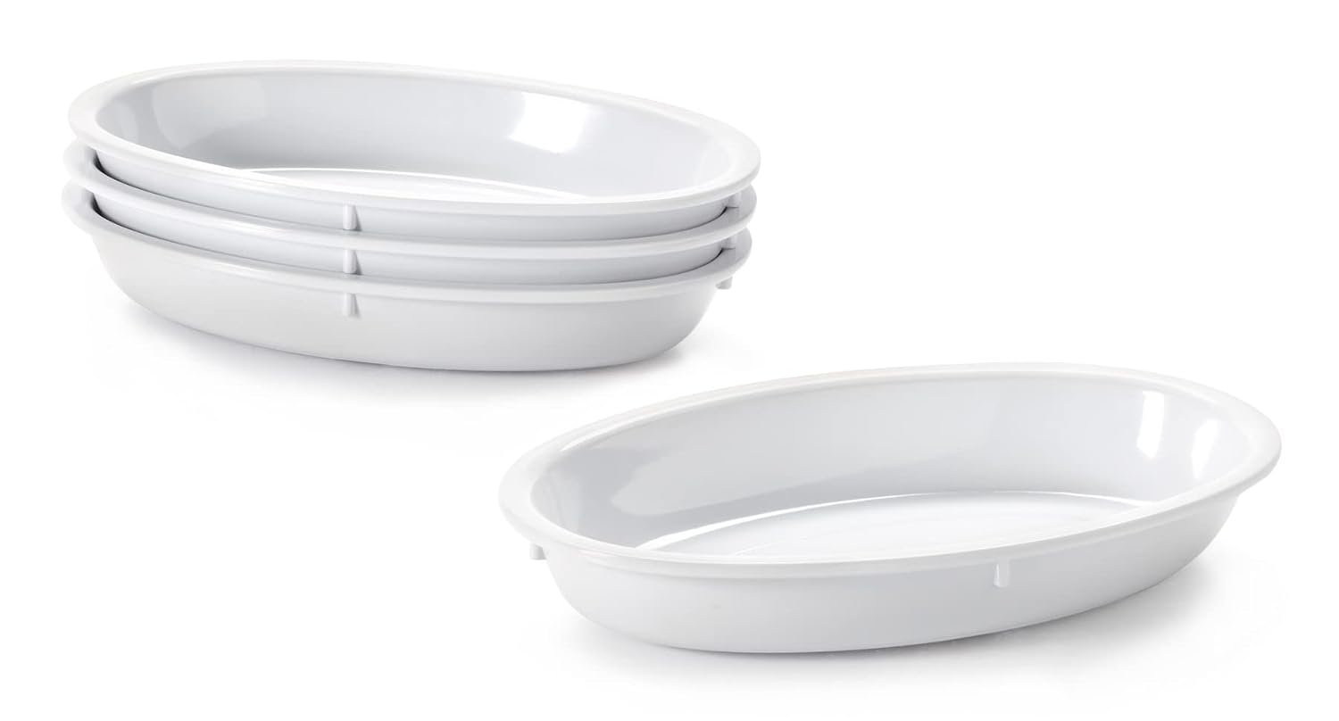 G.E.T. DN-96-W-EC Melamine Rimmed Oval Bowls, 20 Ounce, White (Set of 4)
