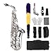 Btuty Saxophone Sax Eb Alto E フラットブラス彫刻パターン 表面プラスチックマウスピース 手袋付き クリーニングクロス ブラシストラップ