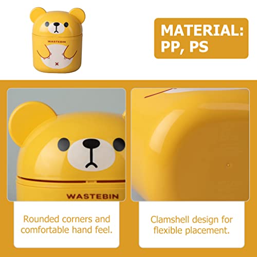 Image of LIFKOME Small Trash Can Mini Trash Bin with Lid Cute Cartoon Bear Desktop Wastebaskets Desktop Waste Garbage Bin for Bedroom LivingRoom Desk Car Office Kitchen